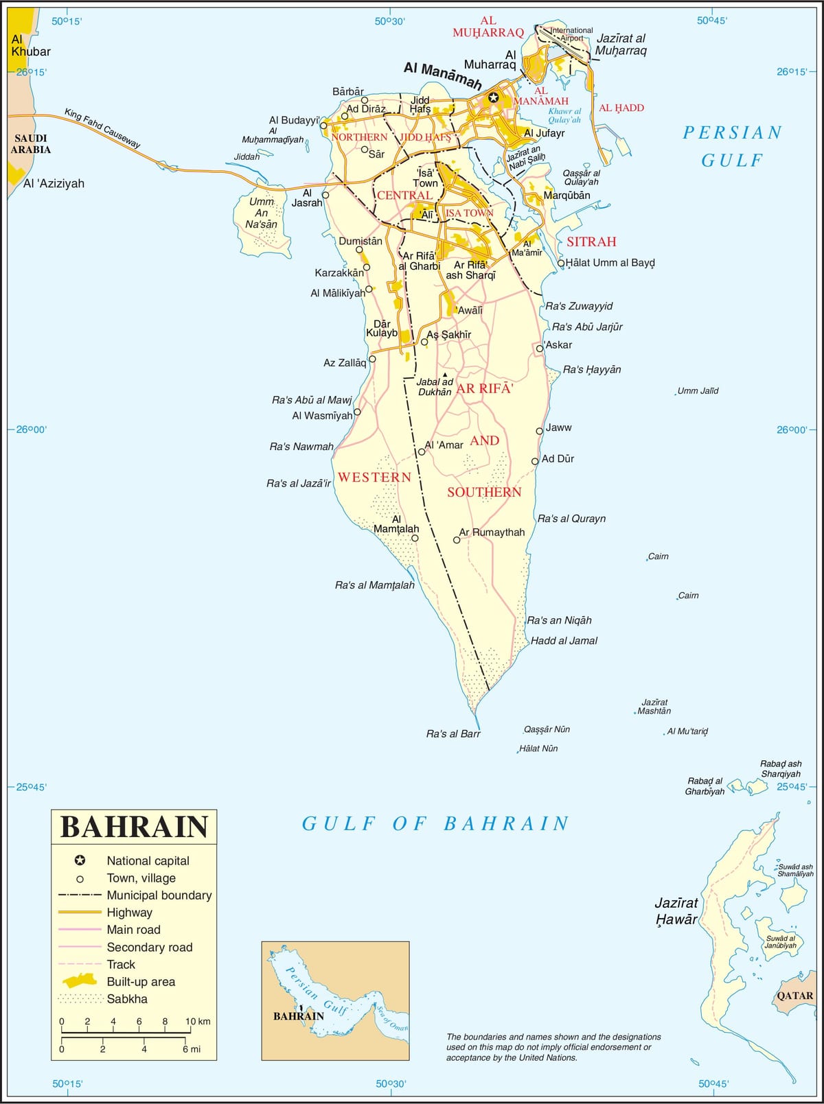 Politička karta Bahrein