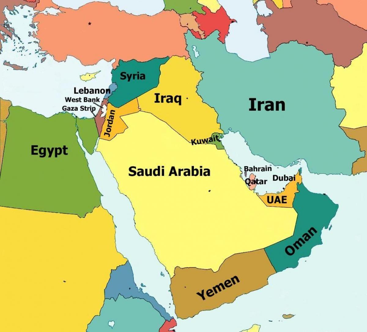 karta Bahreina i okolnih zemalja