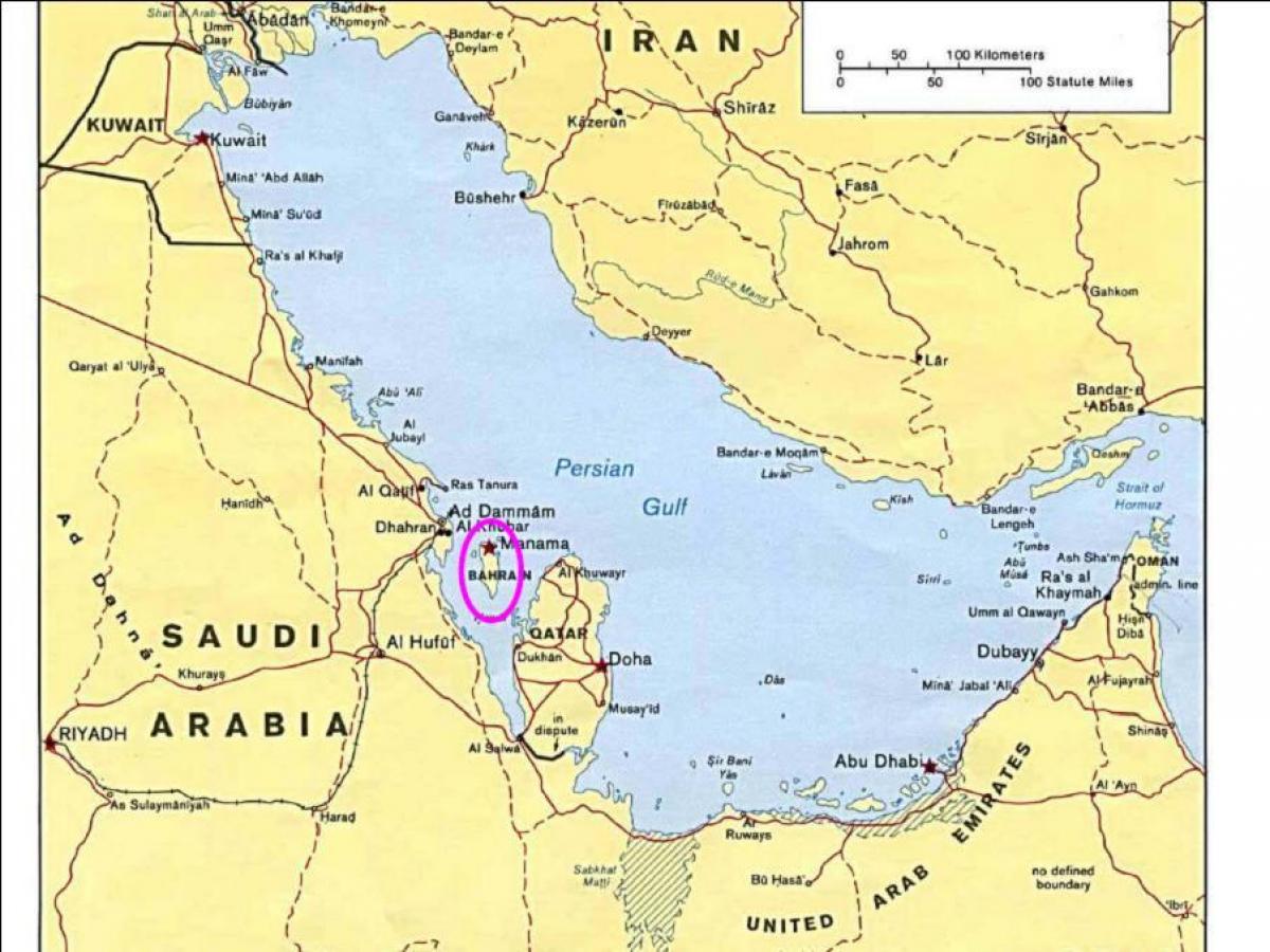 karta otoka Bahrein 