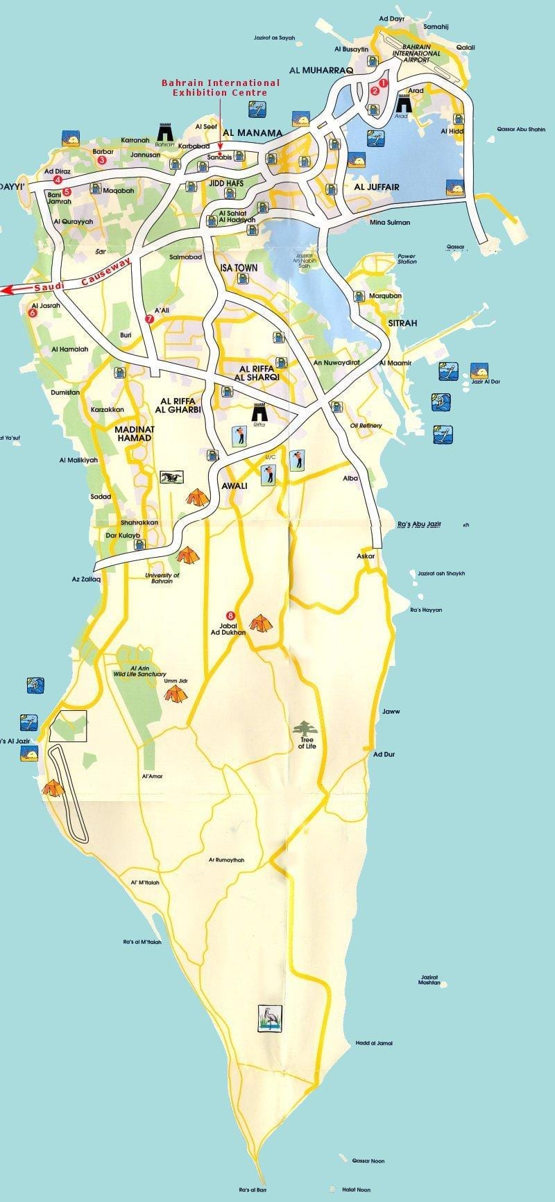 karta turistički Bahrein